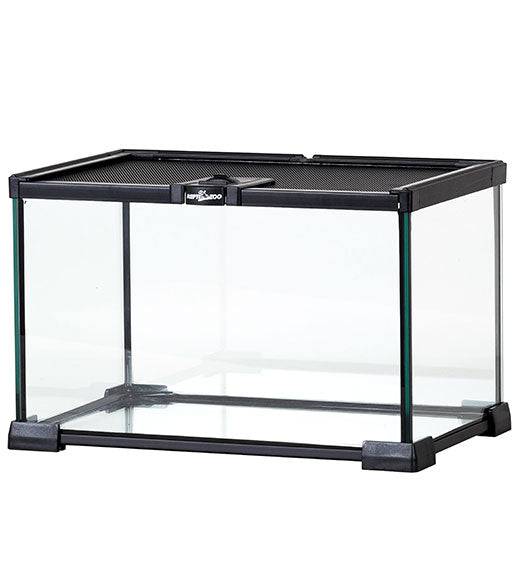 REPTIZOO - Mini Terrarium - Black - 12” x 8-1/2” x 8”, feeding hole ...