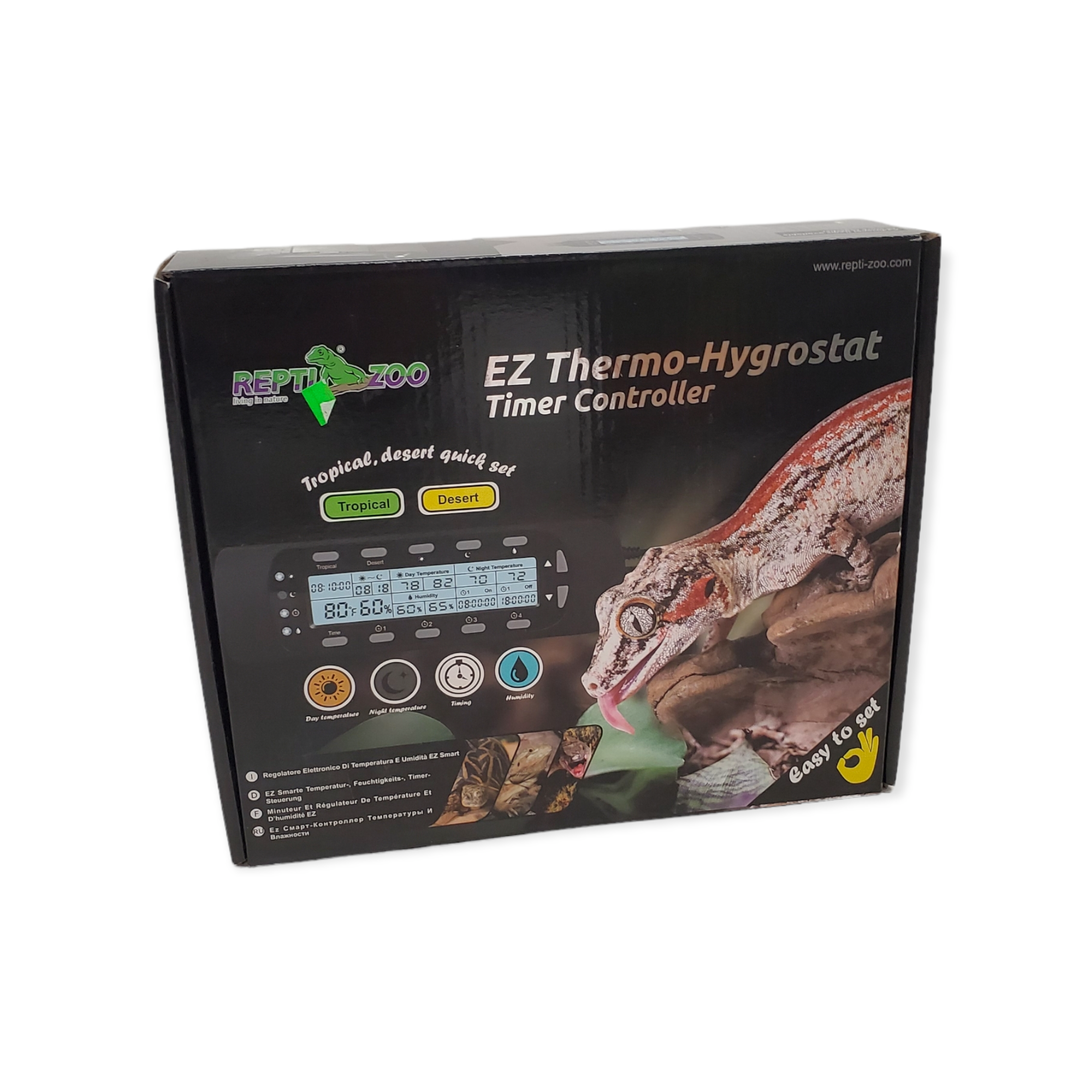 REPTI ZOO Reptile Terrarium Thermometer Hygrometer Digital Display wit